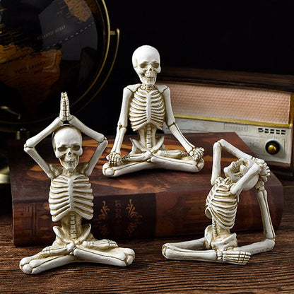 Halloween decorative figure yoga skeleton – funny skeleton figures for Halloween parties & spooky decorations