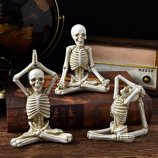 Halloween decorative figure yoga skeleton – funny skeleton figures for Halloween parties & spooky decorations