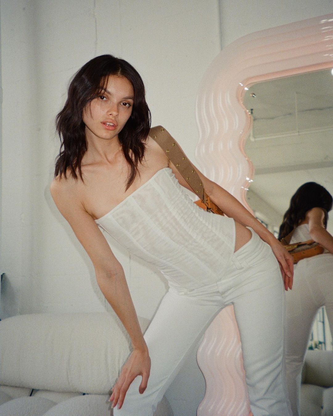 Danielle – Ärmelloses Schlauchtop für Damen im Sommer mit Netz-Crop-Corsage