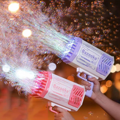 Kinder Bazooka Bubble Gun – Elektrische Seifenblasenpistole mit 69 Düsen, wiederaufladbar, für Jungen und Mädchen, Outdoor-Spielzeug