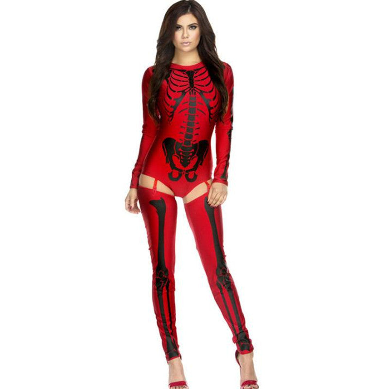 Women's Halloween Skeleton Jumpsuit Costume for Party & Dressing Up