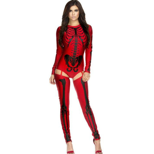 Women's Halloween Skeleton Jumpsuit Costume for Party & Dressing Up