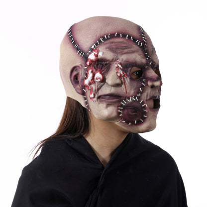 Halloween three-sided face mask for adults – creepy latex horror mask for costume & party