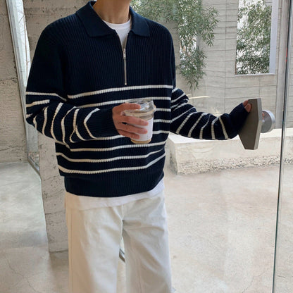 Stanley – Long-sleeved Sweater with Lapel for Men