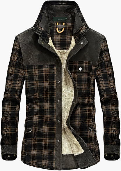 Herren Outdoor Freizeit Hemdjacke mit Fleece-Futter – Klassischer Karomuster Stil für Abenteuer und Alltag