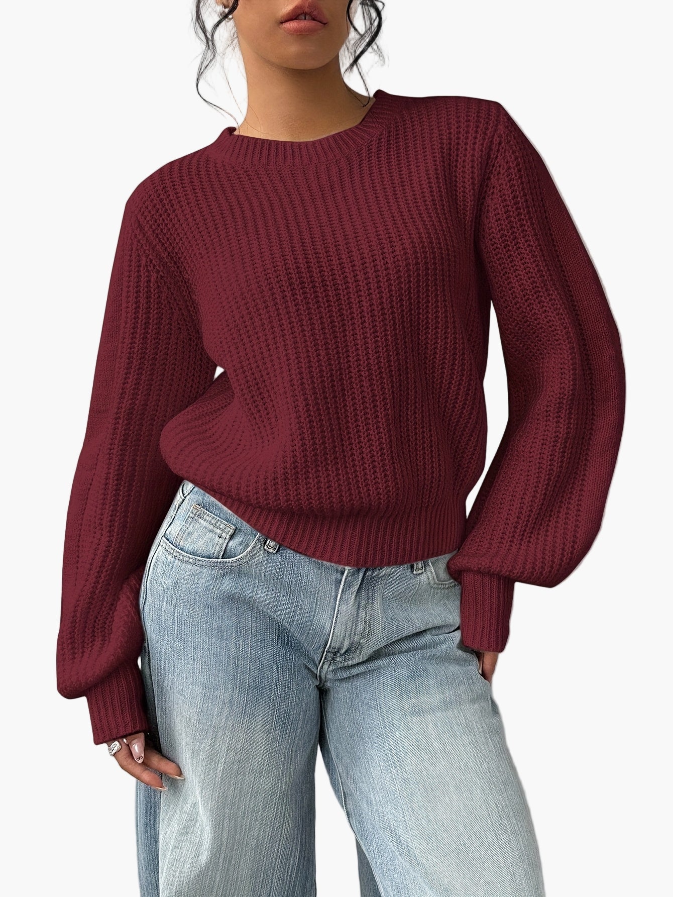 Damen Strickpullover mit Rundhalsausschnitt – Modischer Freizeit-Look für Alltag und Büro