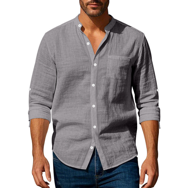 Mark – Langärmliges Casual-Hemd mit Stehkragen und Taschen für Herren