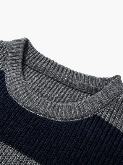 Men's knitted sweater with wide stripes – Casual oversized look for autumn and winter