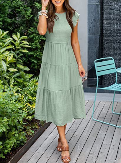 Kimberley – Bohemian Midi-Kleid mit kurzen Ärmeln