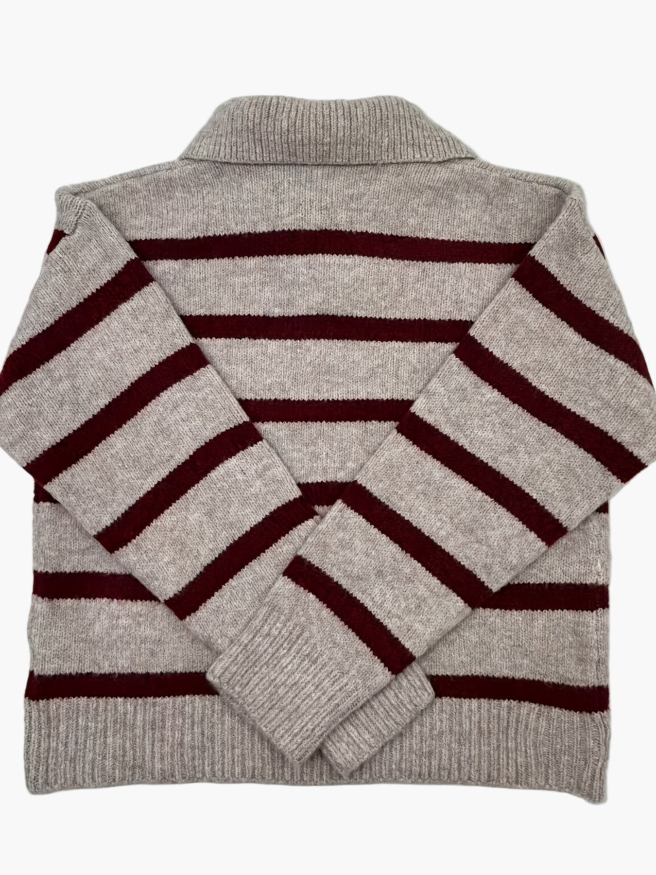 Damen Strickpullover mit Streifenmuster und Polokragen – Eleganter Herbst/Winter Freizeit-Look