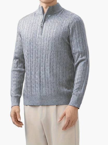 Men's knitted sweater with zipper and modern design – ideal for leisure and office