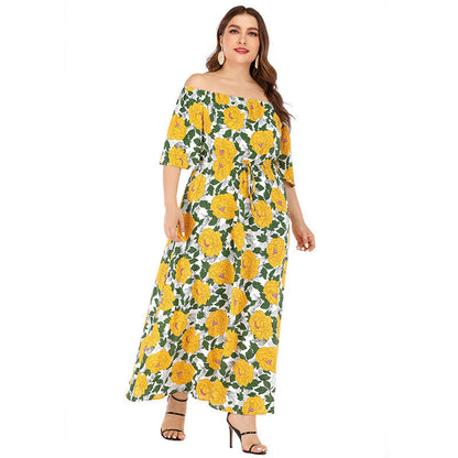 Sarah – Langes Boho-Kleid mit Print