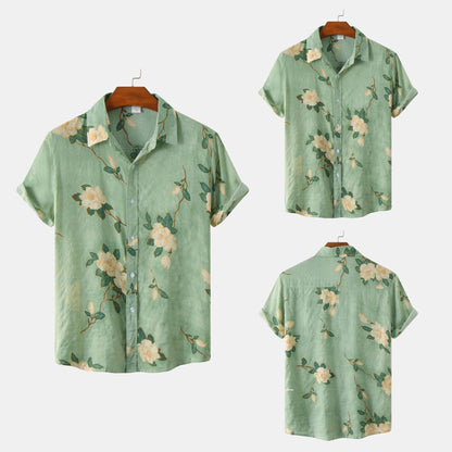 Herren Vintage Kurzarmhemd mit Blumenmuster – Lässiges Sommerhemd für Freizeit und Urlaub