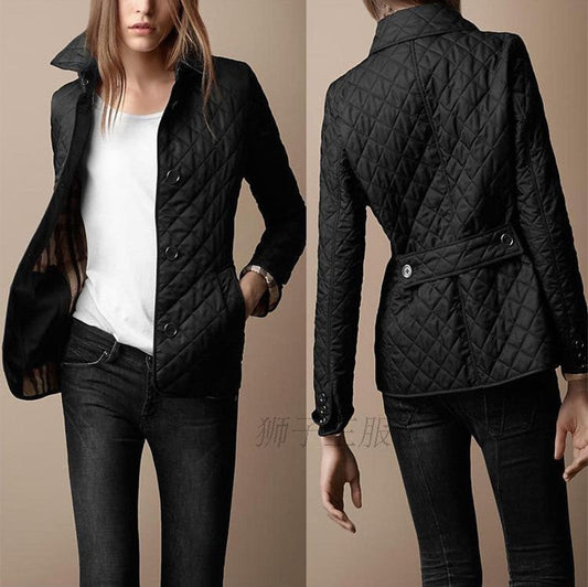 Women's quilted jacket slim fit with notch collar – Elegant transitional jacket for everyday and office use