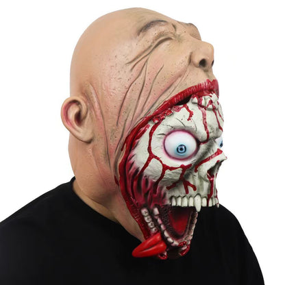 Halloween latex mask for adults – creepy big mouth skeleton horror mask – perfect for costume parties & decoration