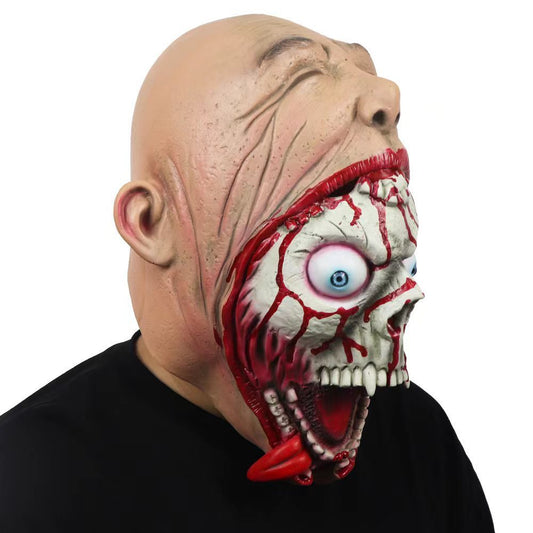 Halloween latex mask for adults – creepy big mouth skeleton horror mask – perfect for costume parties & decoration