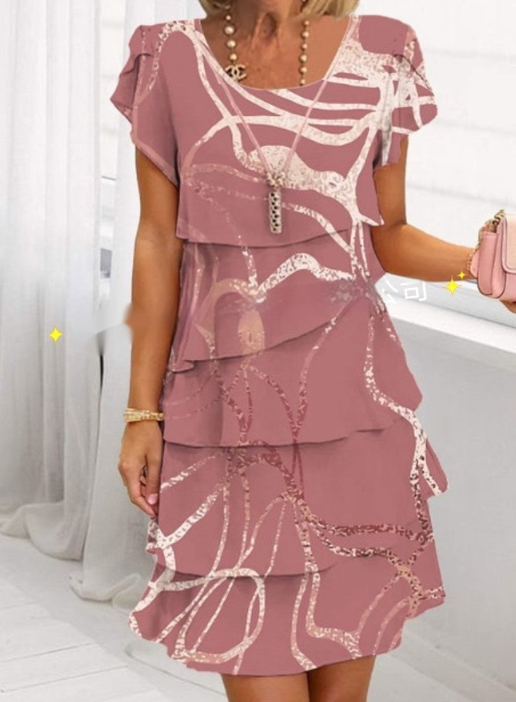 Damen Elegantes Lagenlook Patchwork Midikleid – Stilvolles Sommerkleid für Alltag und Feierlichkeiten