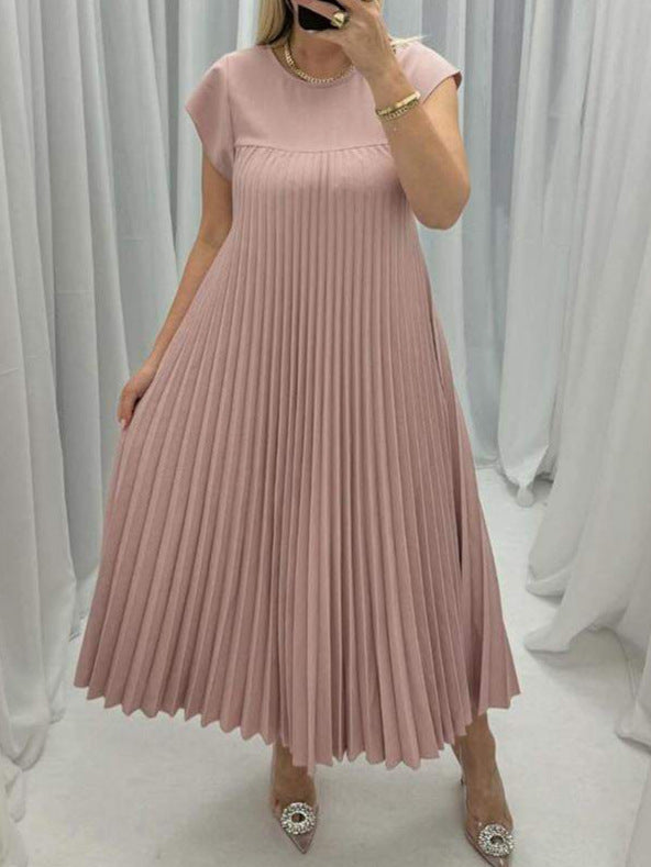 Samantha – Langes Sommerkleid mit kurzen Ärmeln und Falten