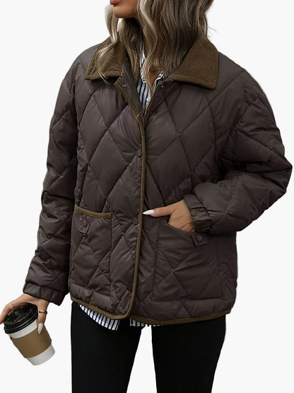 Women's Vintage Quilted Jacket with Contrast Details – Stylish Transitional Jacket for Everyday and Leisure