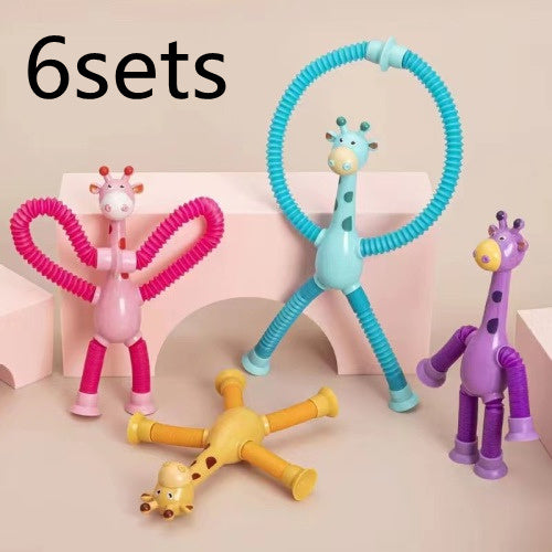 Kinder Cartoon Telescopic Giraffe Fidget Spielzeug mit Saugnapf – Stressabbau & Sensorischer Spaß
