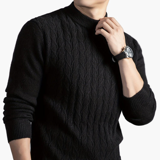 Men's Sweater with Cable Knit Pattern – Modern, Casual Knit Design for Everyday and Office