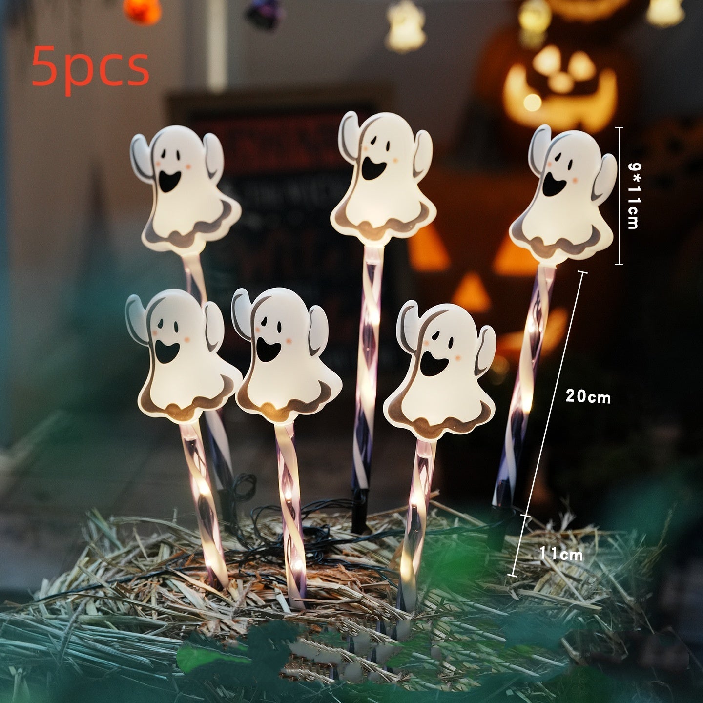 Halloween decoration LED ghost string lights for outdoors – funny cartoon ghosts for party & garden