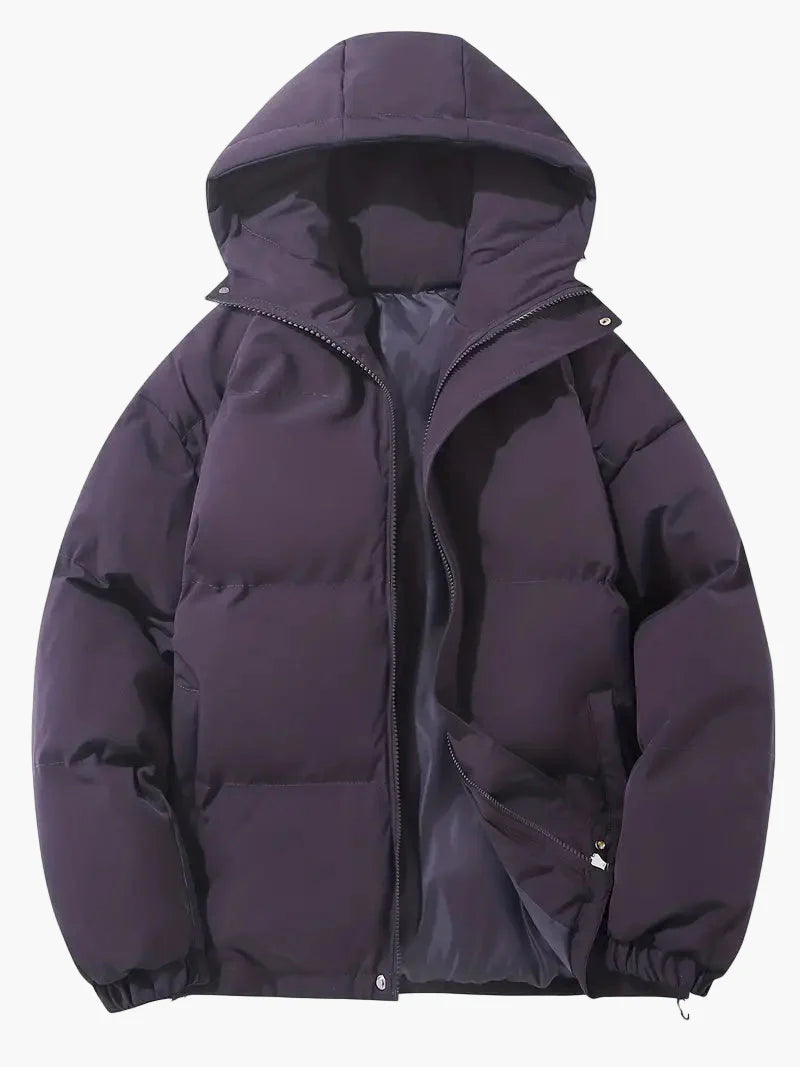 Men's Winter Quilted Jacket with Hood – Classic Style for Cold Days