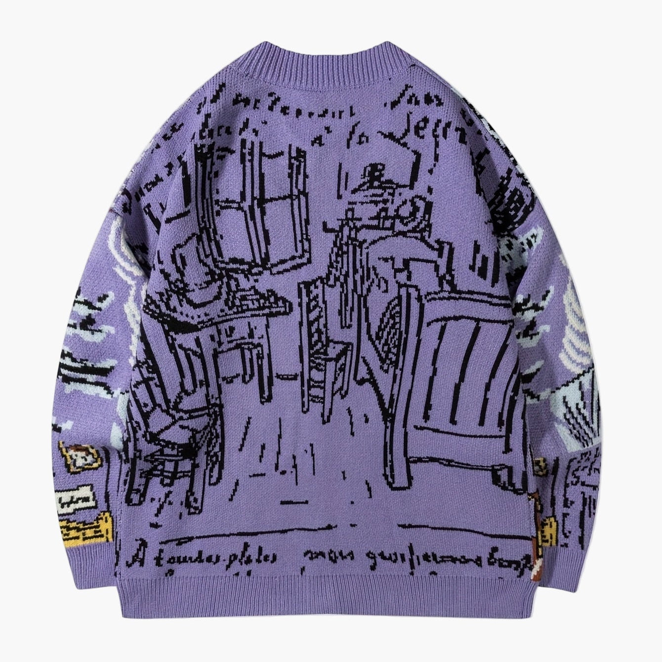 Men's knitted cardigan in art style with Van Gogh motif – Casual cardigan for autumn and winter