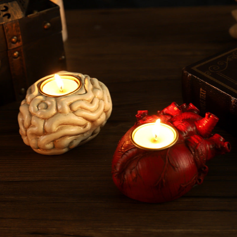 Halloween Gothic Candle Holder for Decoration – Heart, Brain, Spine – Creepy Table Decor