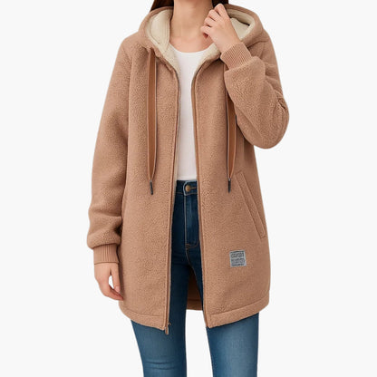Damen Fleecejacke Kapuzenmantel Freizeit Elegant – Warm & Stilvoll für Herbst und Winter