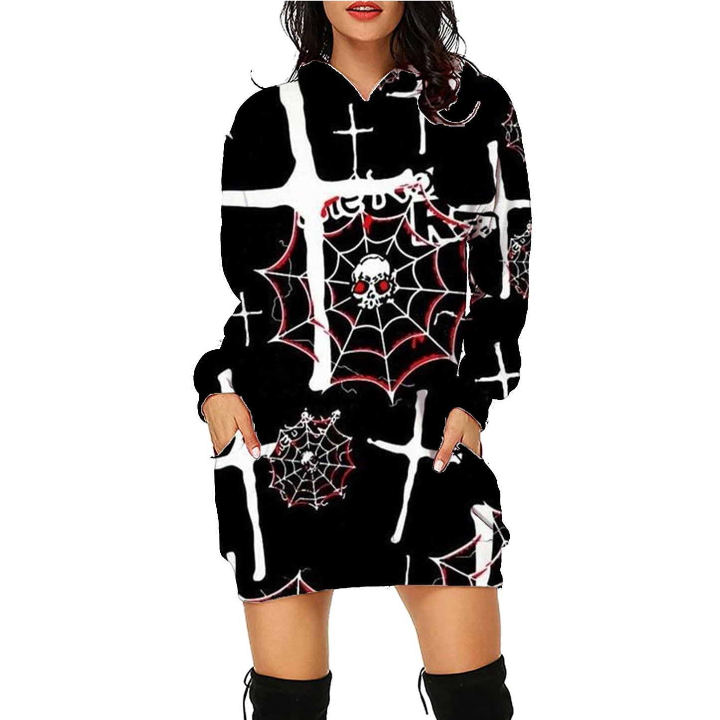 Women's Halloween Hoodie Dress – Funny Costume for Party, Decoration & Trick-or-Treat