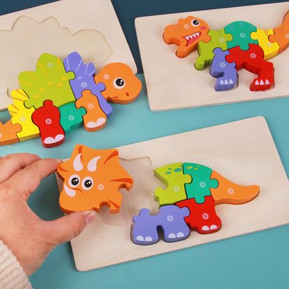 Kinder 3D Dinosaurier Holzpuzzle – Lernspielzeug & Motoriktraining