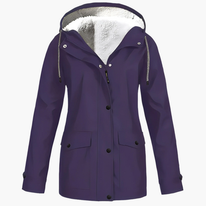 Women's Winter Rain Jacket with Fleece Lining – Waterproof Outdoor Jacket for Cold Days