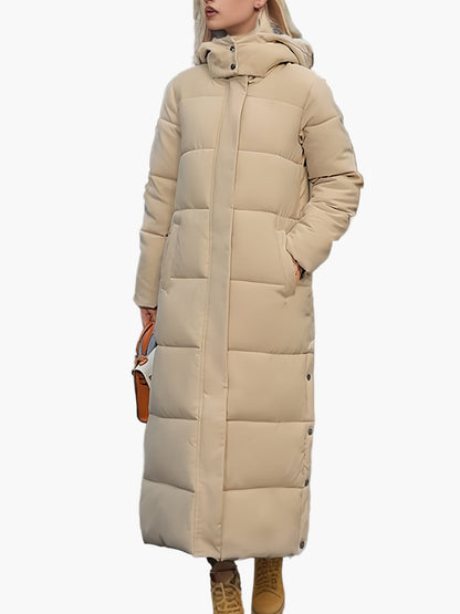 Women's Long Quilted Coat Elegant Winter Coat with Hood – Perfect for Everyday and Outdoor Use