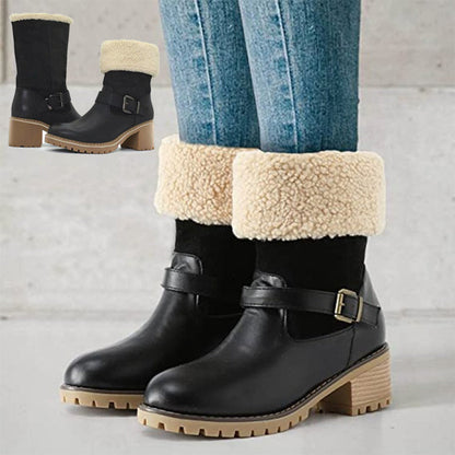 Heather – Modische Stiefel mit Schnalle und klobigem Absatz für Damen