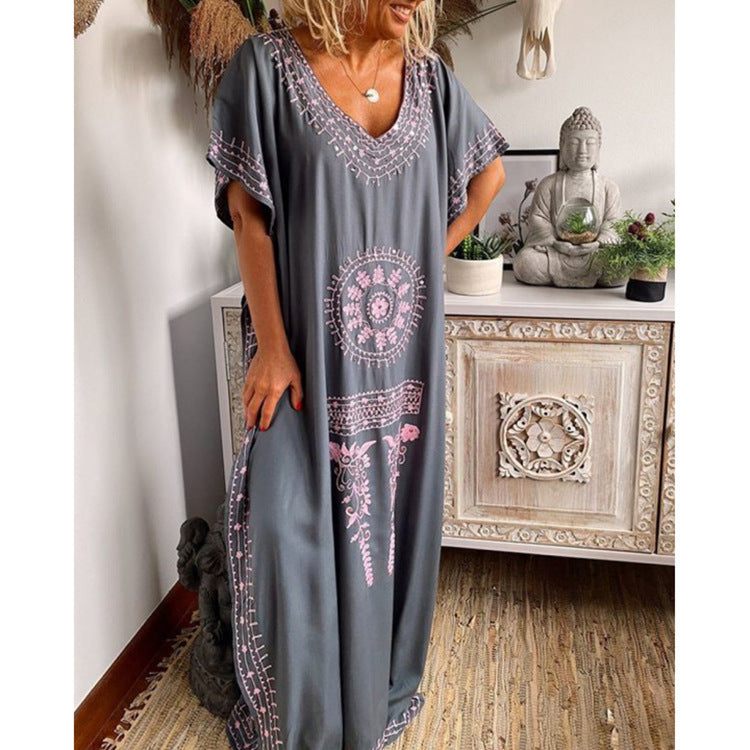 Julie – Boho Maxikleid mit V-Ausschnitt