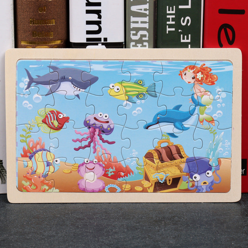 Kinder Holzpuzzle Set – Bunte Lernspielzeuge im Aufbewahrungs-Metallkasten, ab 3 Jahren, Unisex