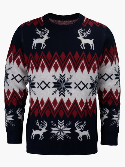 Men's Christmas Sweater with Reindeer and Snowflake Design – Classic Winter Style for Festive Occasions