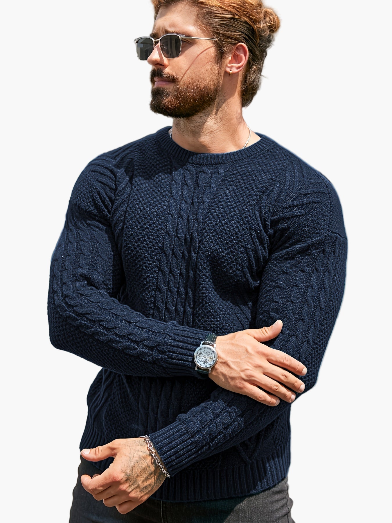 Men's knitted sweater in casual style – fashionable leisure sweater for autumn and winter