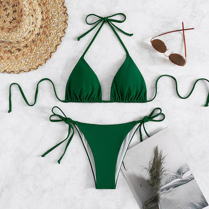 Helen – Bikinis with tied halter in solid color
