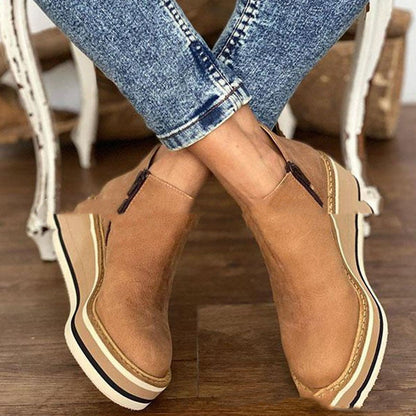 Zoe – Flache Stiefel mit seitlichem Reißverschluss für Herbst und Winter