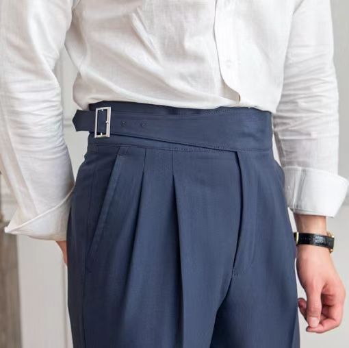 Herren High-Waist Bundfaltenhose – Eleganter Business- und Freizeitstil mit verstellbarem Bund