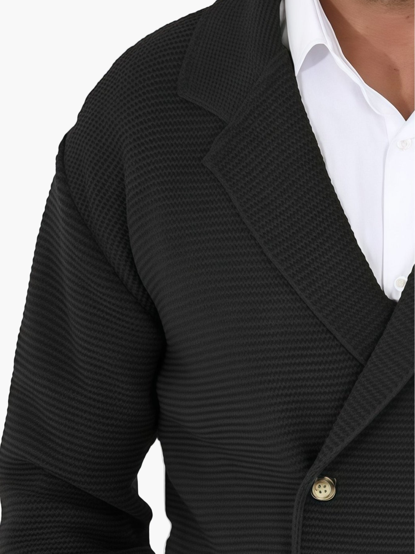 Men's knitted cardigan with lapel collar, double-breasted – Elegant casual blazer for everyday and office use