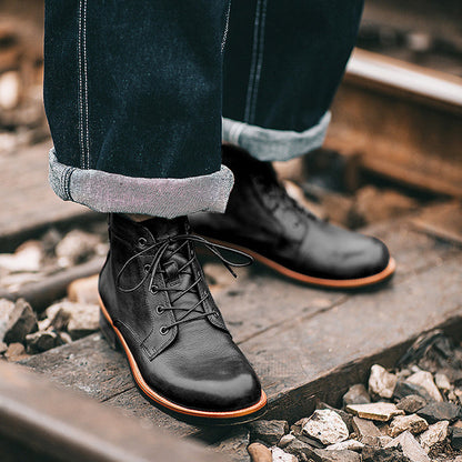 Aidan – Retro Herrenstiefel mit Schnürung und niedrigem Absatz