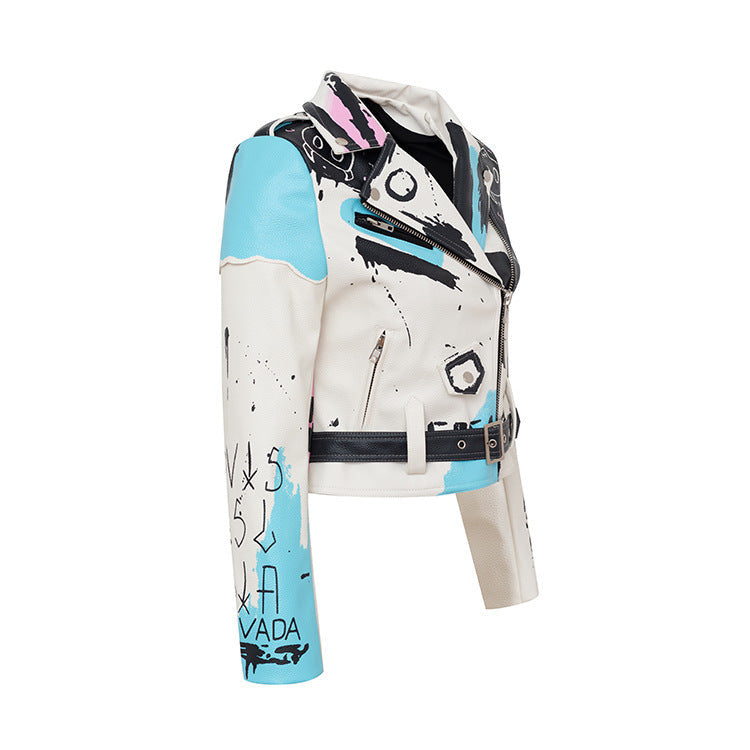 Catherine – Personalisierte Graffiti Motorradjacke mit Nieten