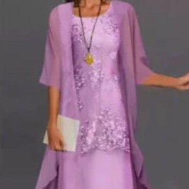Hannah – Elegant lace chiffon dress in two-piece design