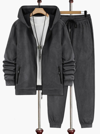 Herren Freizeit Jogginganzug Set mit Kapuzenjacke und Jogginghose – Sportlicher Stil für Alltag und Fitness