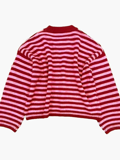 Damen Pullover mit Streifenmuster und Rundhalsausschnitt – Eleganter Strickpulli für Herbst und Winter