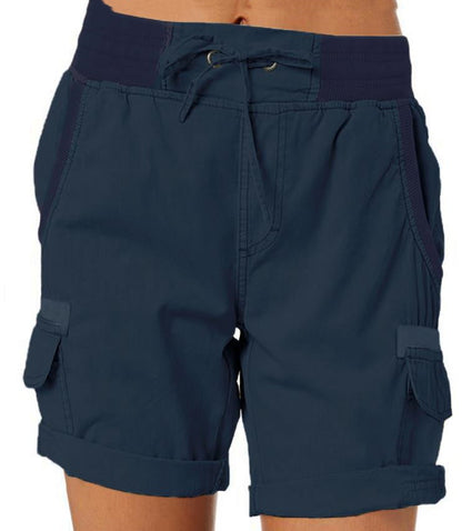 Damen Cargo Shorts Freizeit Sommer mit Kordelzug, Elastischem Bund und Taschen – Bequeme Outdoor & Casual Bermudashorts