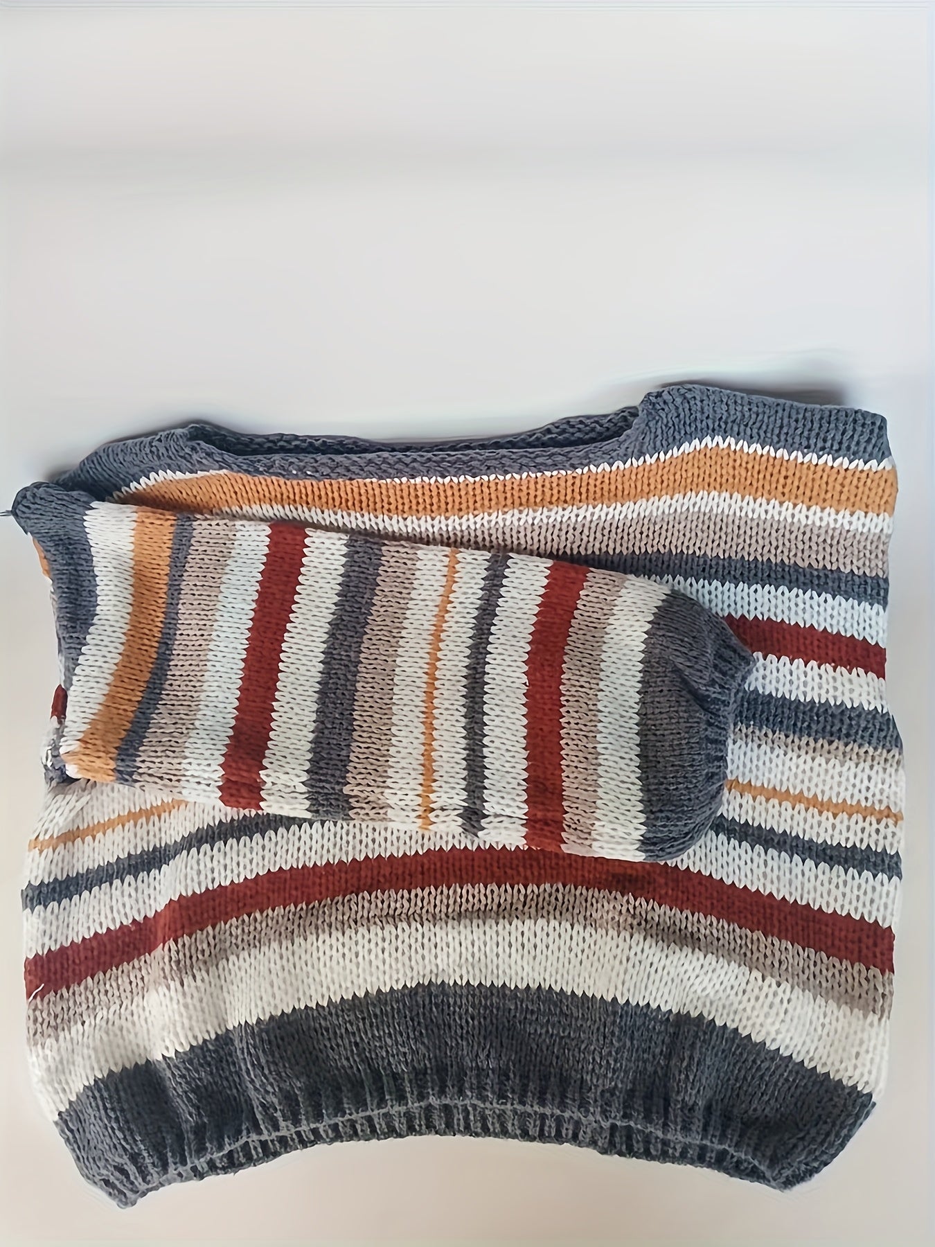 Damen Strickpullover im lässigen Oversize-Stil mit Streifen – Perfekt für Herbst und Winter